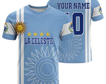 Chemise personnalisée en maillot de football Uruguay La Celeste Nom personnalisé, numéro, bleu ciel, t-shirt de fan de football, cadeau pour hommes, femmes, enfants, fans