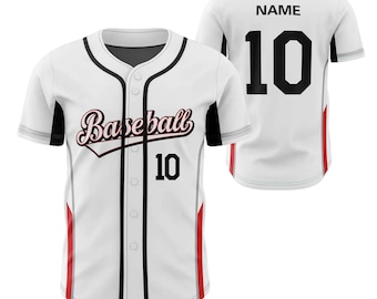 Maillot de baseball personnalisé, chemise personnalisée avec numéro de prénom, cadeau d'équipe blanc boutonné