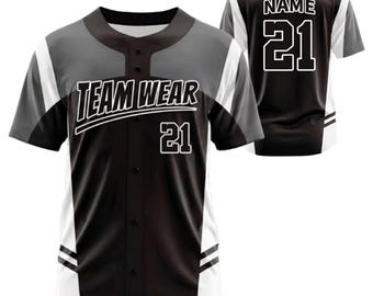 Maillot de baseball noir personnalisé, chemise d'équipe personnalisée, uniforme de sport avec numéro de nom