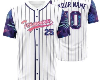 Maillot de baseball à rayures fines personnalisé, chemise teamwear personnalisée avec nom et numéro