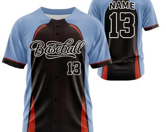 Maillot de baseball personnalisé, chemise personnalisée avec nom et numéro, cadeau d'équipe bleu noir