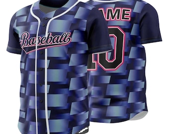 Chemise en jersey de baseball personnalisée motif bleu 3D, nom personnalisé, numéro, cadeau d'équipe pour homme