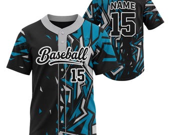 Custom Blue Black Baseball Jersey, Personalized Name Number Teamwear Shirt for Men
