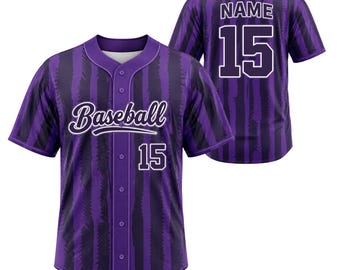 Maillot de baseball personnalisé violet noir, cadeau chemise personnalisé nom numéro 3D