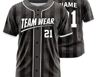 Maillot de baseball écossais noir personnalisé, chemise d'équipe personnalisée, maillot à numéro pour homme