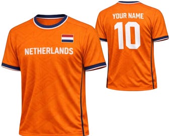 Personalized Netherlands Soccer Jersey Shirt, Custom Name Number Orange Football Fan Tee, Holland National Team Inspired Gift Shirt