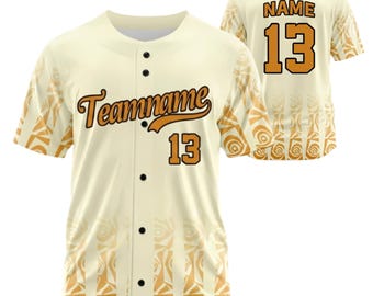 Maillot de baseball crème personnalisé Numéro de nom personnalisé Chemise d'équipe Cadeau pour le jour du match Homme