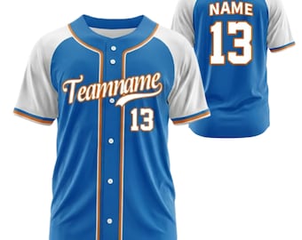 Maillot de baseball bleu personnalisé, chemise personnalisée avec numéro d'équipe, cadeau d'uniforme de sport