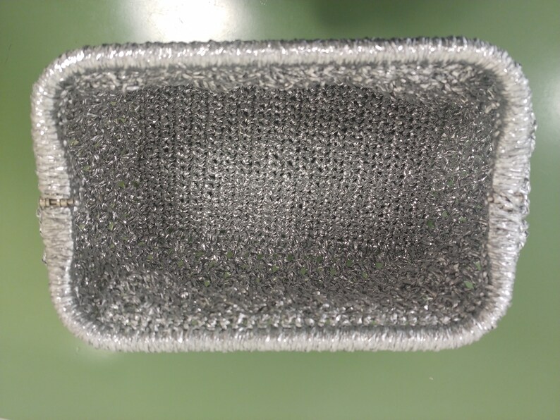 Clutch with Burs, Hand bag, Raffia, Silver, Chic and stylish image 4