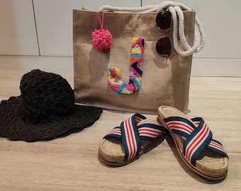 Handmade Punch Needle Letter Tote Bag | Shopping Tote Bag | Summer Beach Bag