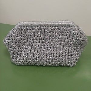 Clutch with Burs, Hand bag, Raffia, Silver, Chic and stylish image 5