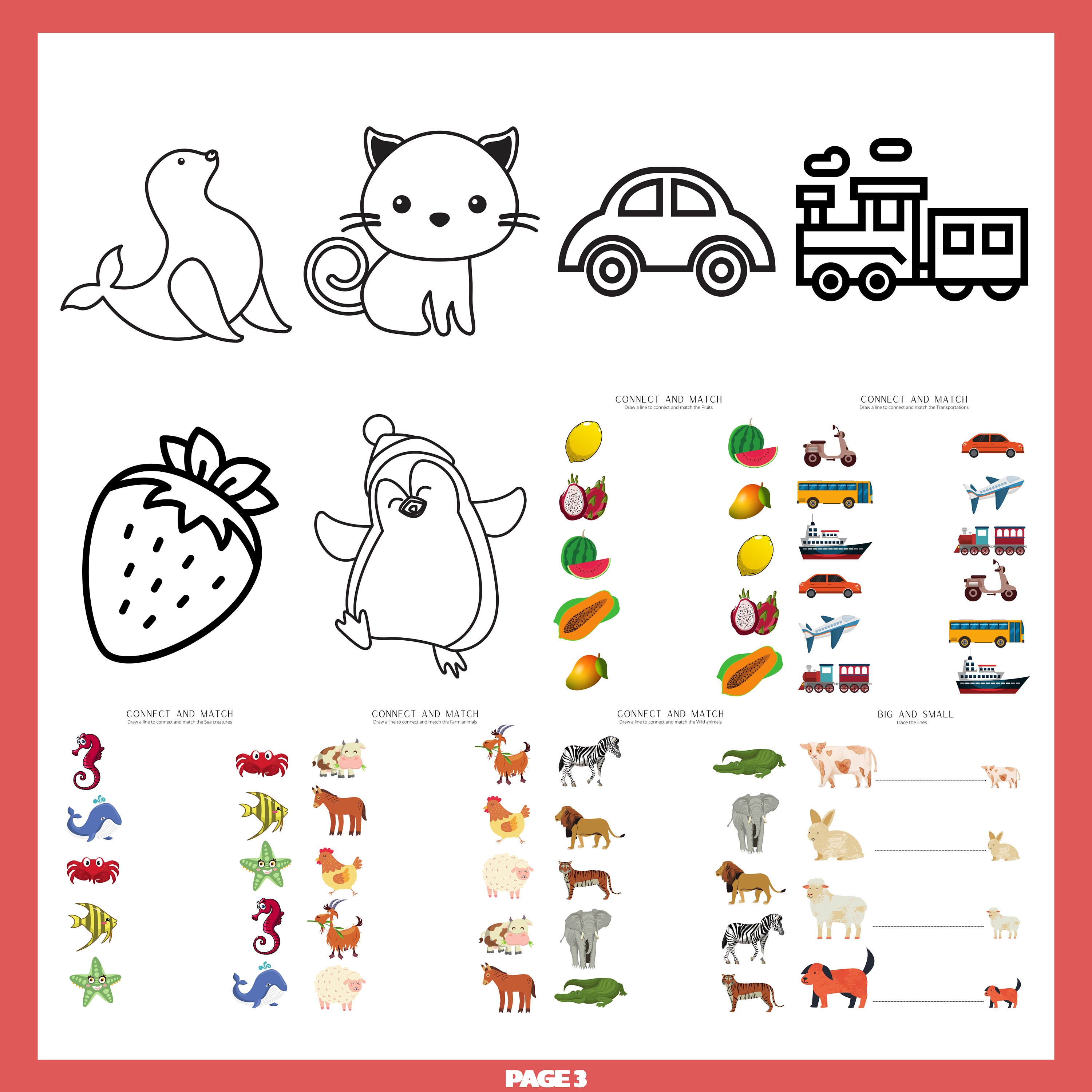 Worksheet Kindergarten Printable Connect and Match Activity Learning ...