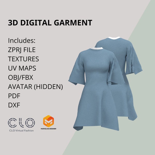 3D Digital Garment Kimono Dress | Stunning 3D Design for Fashion Enthusiasts & Designers, Perfect Creative Gift - CLO3D
