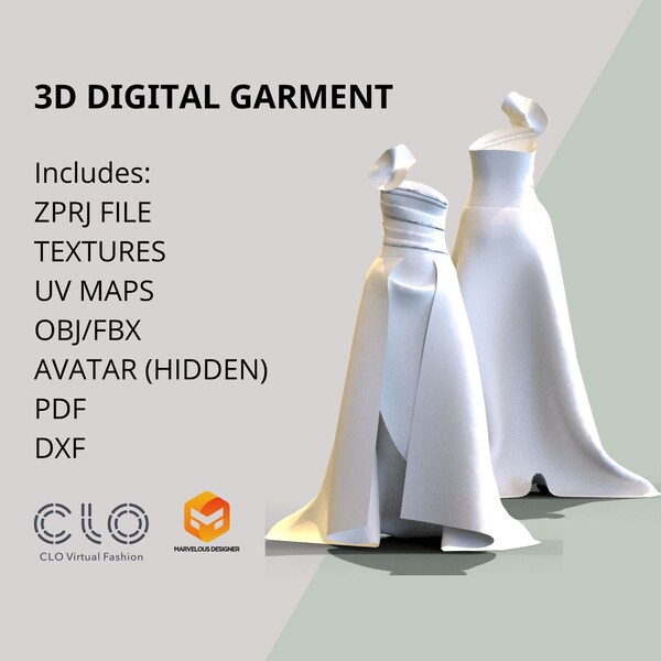 3D Design for Virtual Bridal Showcases | Perfect for Fashion Designers | CLO3D Digital Garment Wedding Gown.