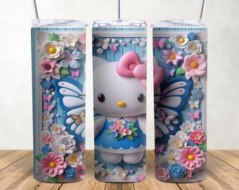 3D Kitty Sublimation Design Kitty tumbler Png, Kitty tumbler wrap 20 oz Skinny tumbler Kitty png Kitty tumbler design Kitty tumbler PNG