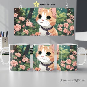 anime cat mug wrap 11oz 15oz mug template anime mug designs sublimation design png digital download