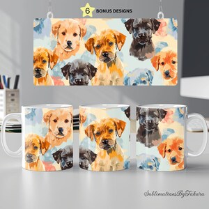 watercolor dog mug wrap 11oz 15oz mug template dog lovers mug sublimation design png digital download