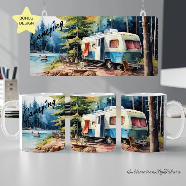 camper mug wrap 11oz 15oz mug template rv travel sublimation designs instant download png mug wrap