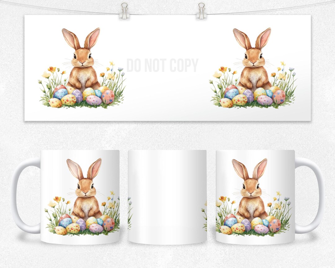Easter Bunny Mug Wrap Floral Easter Eggs Mug Wrap Png 11oz 15oz Mug ...