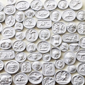 50 Mixed Grand Tour Intaglios, Plaster Intaglio, Antique Cameo, Classical Art, Home Decor, Wall Plaster Seals, Interior Design