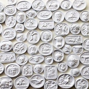 50 Mixed Grand Tour Intaglios, Plaster Intaglio, Antique Cameo, Classical Art, Home Decor, Wall Plaster Seals, Interior Design zdjęcie 1