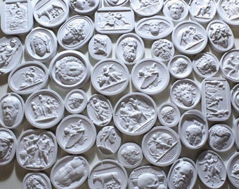 Bundle of 30 Mixed Grand Tour Intaglios, Plaster Intaglio, Home Wall Art, Greek Mythology, Plaster Seals, Classical Statue, Roman Cameo