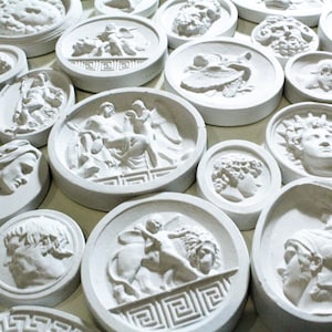 Lot of 5 Plaster Intaglios, Mixed Grand Tour Intaglios, Plaster Wall Art, Home Decor, Plaster Medallions, Classical Design, Modern Home