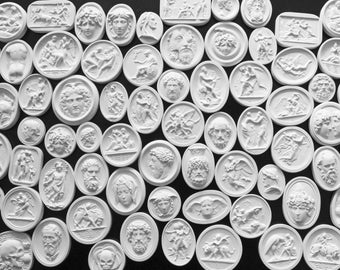 70 Grand Tour gipsdiepdrukken, antieke cameo, zegels klassieke kunst, gipsen medaillons