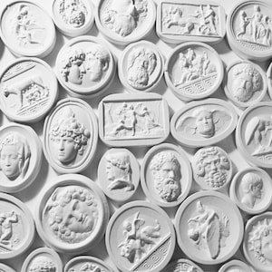 55 Mixed Grand Tour Intaglios, Plaster Intaglio, Antique Cameo, Classical Art, Home Decor, Wall Plaster Seals, Interior Design