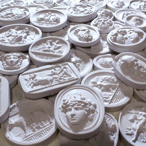 Set of 15 Mixed Plaster Intaglios, Grand Tour Plaster Intaglio Cameo , Classical  Wall Art, Home Decor, Plaster Seals, Traditional Design