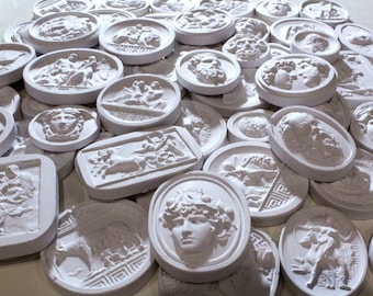 Set of 15 Mixed Plaster Intaglios, Grand Tour Plaster Intaglio Cameo , Classical  Wall Art, Home Decor, Plaster Seals, Traditional Design