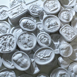 20 Mixed Grand Tour Plaster Intaglios, Plaster Intaglio, Antique Cameo, Classical Art, Home Decor, Wall Plaster Seals, Traditional Design