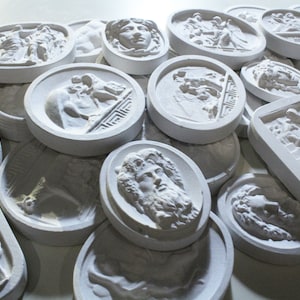 45 Mixed Grand Tour Plaster Intaglios, Plaster Intaglio, Antique Cameo, Classical Art, Home Decor, Wall Plaster Seals, Traditional Design