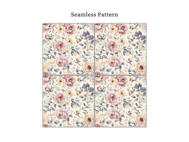 French Floral Seamless Pattern, Shabby Chic Digital Paper, Vintage ...