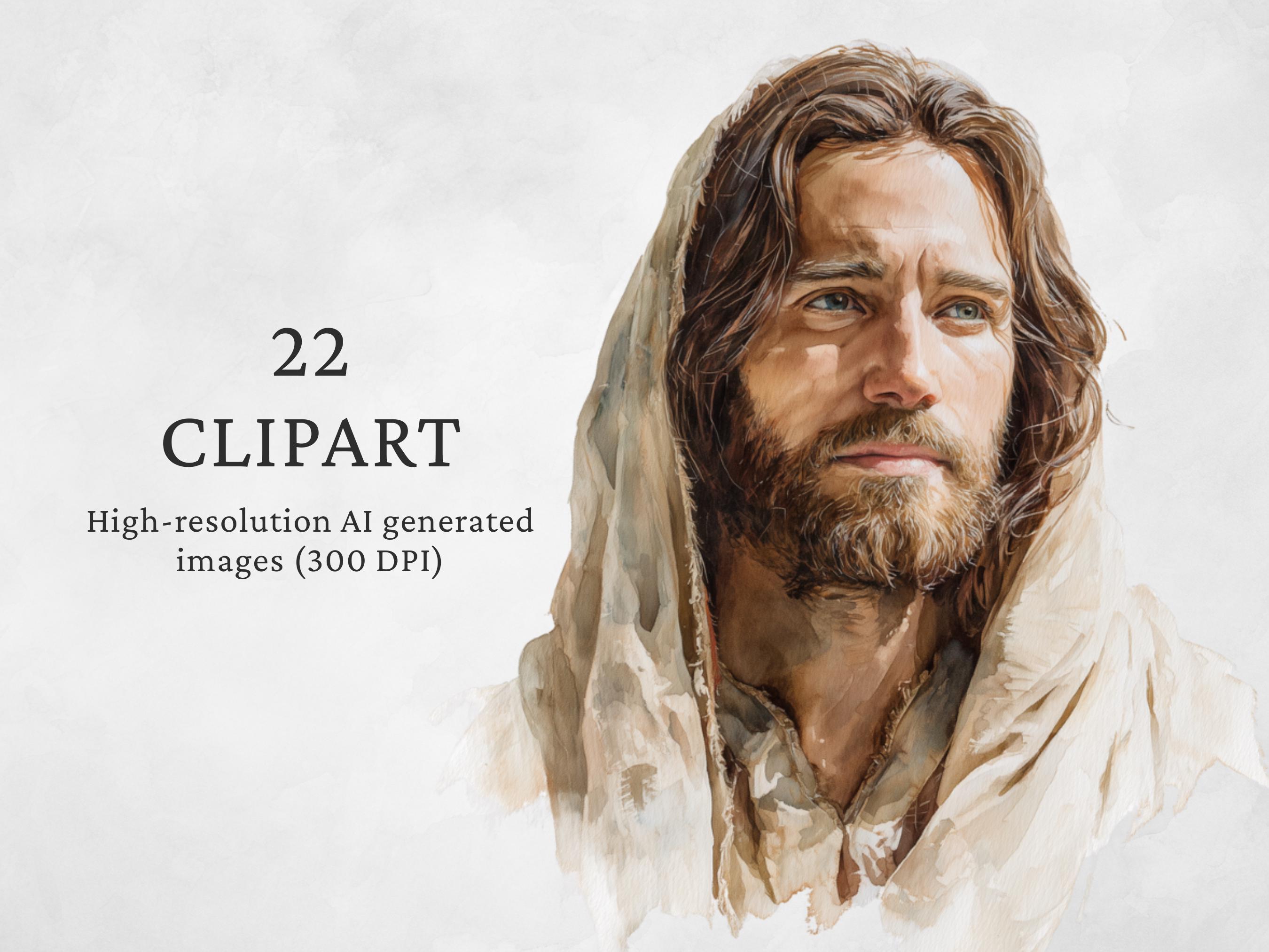 Jesus Clipart Watercolor Portrait, Christian Religious Clipart PNG ...