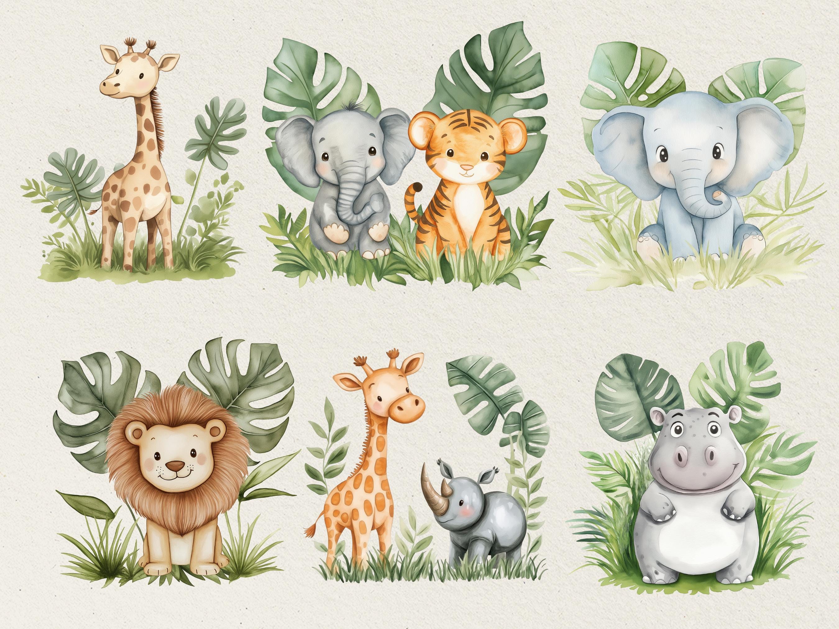 Safari Animals Clipart Set: Jungle Baby Shower Decor (digital Download ...