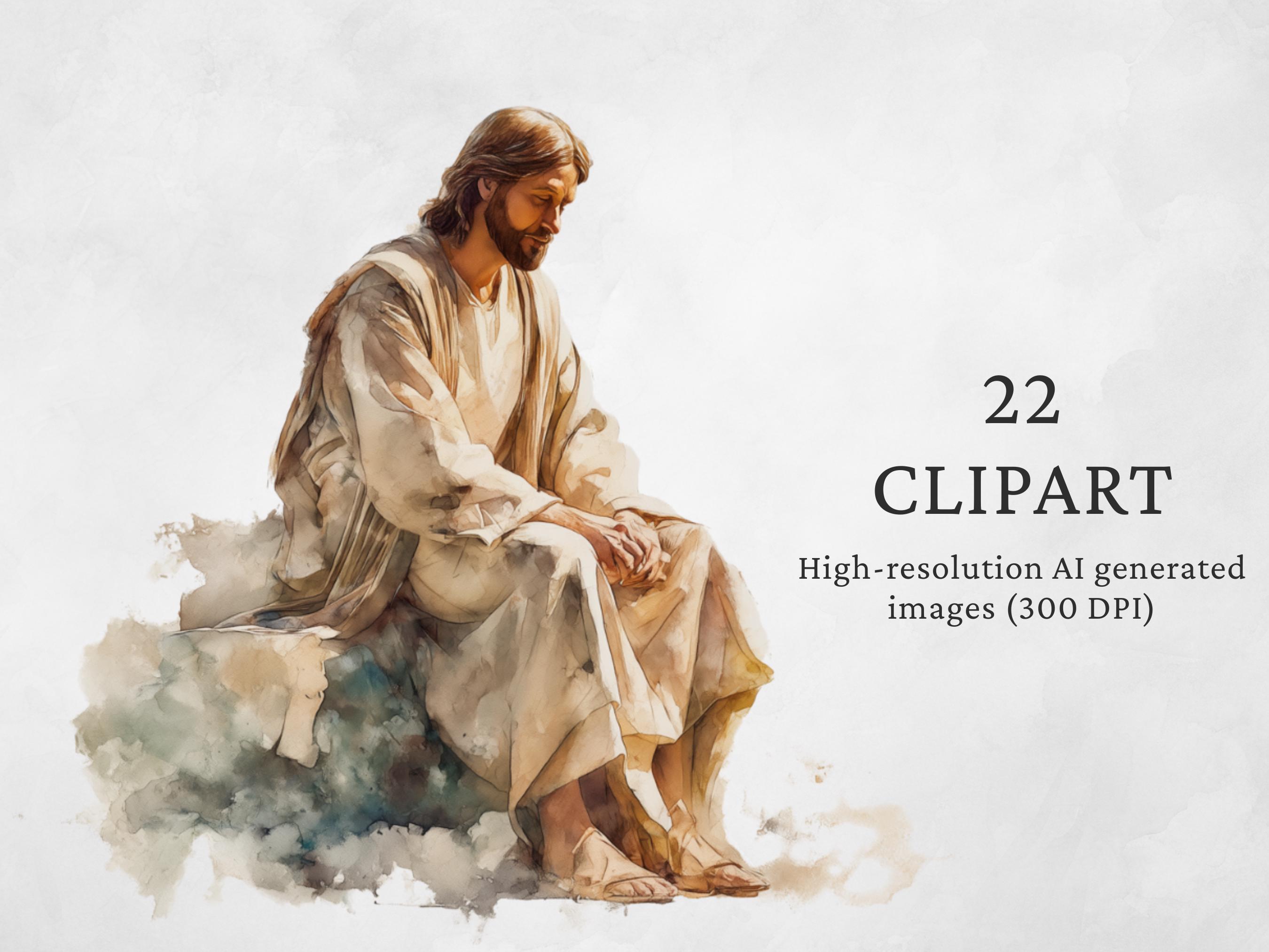 Jesus Clipart Watercolor Portrait, Christian Religious Clipart PNG ...