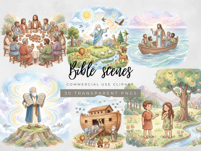 Bible Stories Clipart Bundle, Bible Scene Clip Art PNG, Parables of ...
