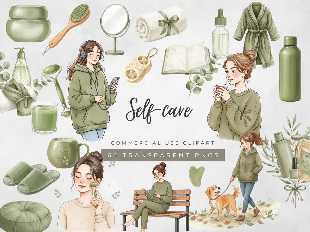 Self Care Watercolor Clipart Set | Wellness Woman Illustrations, Spa ...