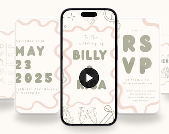 Elegant Olive Green Wedding Video Invitation (Digital)