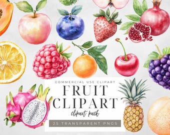 Watercolor Fruit Clipart Fruit Illustrations Cute Fruit PNG Soft Aesthetic Fruits Cute Aesthetic Fruit PNG Digital Fruit Illustrations