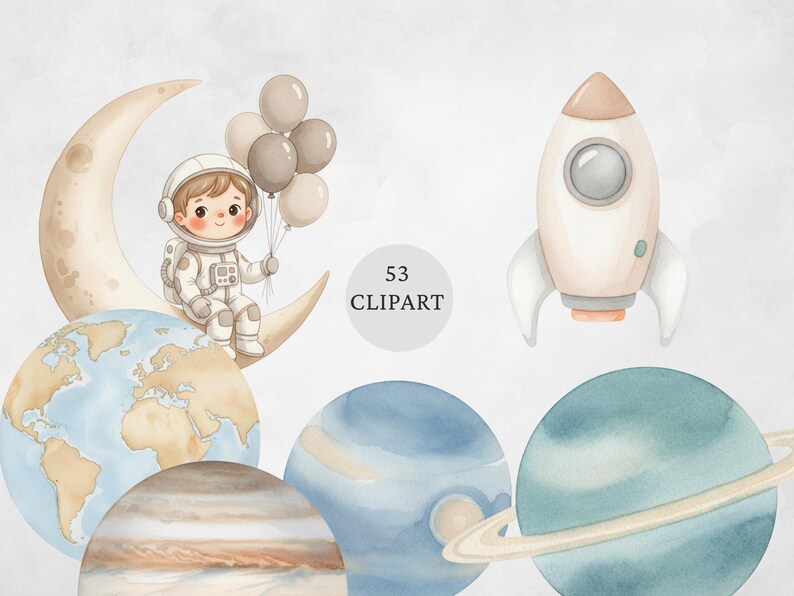 Watercolor Astronaut Clipart: Space PNG Bundle (digital Download) - Etsy