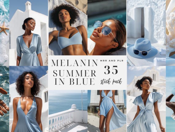 Melanin Summer in Blue Stock Photos Aesthetic Neutral Blue Beach Lifestyle Images Coastal Fashion Melanin Girls Stock Photos