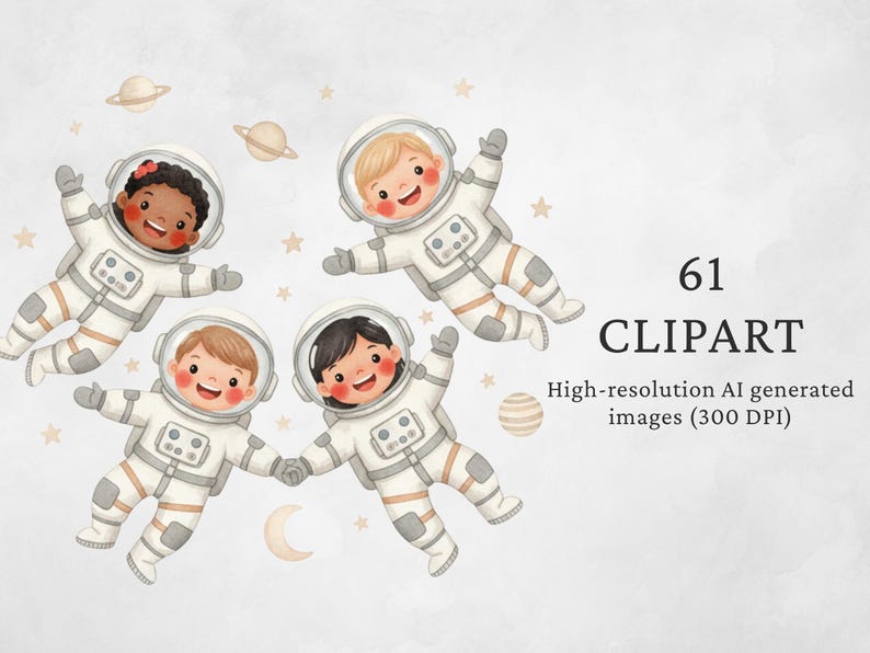 Watercolor Astronaut Clipart: Space PNG Bundle (digital Download) - Etsy