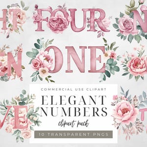 Clipart bloemen nummer aquarel bloemen nummer png-nummer clipart met bloemmotief perfect voor huwelijksuitnodigingen verjaardagsnummer png