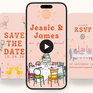 Invito video per matrimonio disegnato a mano, stile doodle, invito digitale animato per matrimonio, Save the Date, divertente invito video per matrimonio