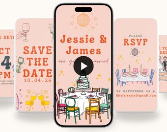 Doodle Style Animated Wedding Video Invitation (Digital Invite)