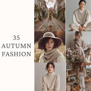 Photos de mode d'automne pour la création de contenu d'automne Photographie de tenue beige neutre Images esthétiques confortables pour les médias sociaux et la marque
