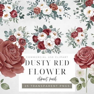 Dusty Rose Watercolor Clipart  Floral PNG for Wedding Invitations Rose PNG Wedding Clipart Eucalyptus Clipart Wedding Florals PNG