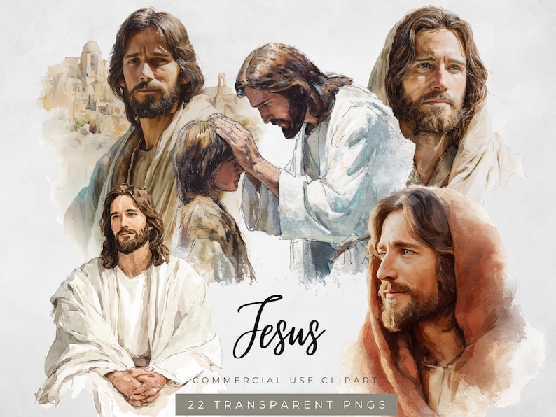 Jesus Clipart Watercolor Portrait, Christian Religious Clipart PNG ...